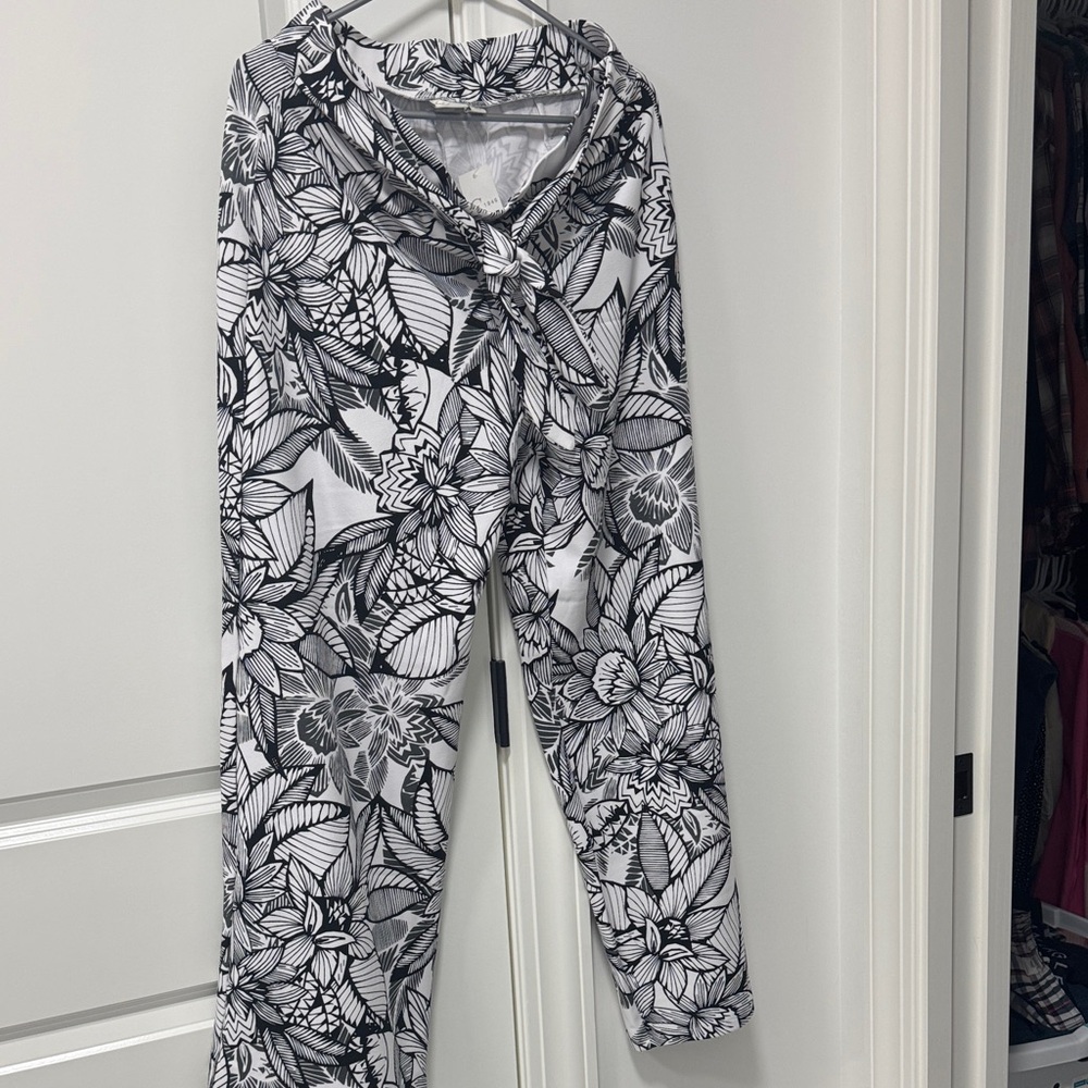 Black and White Floral Pants